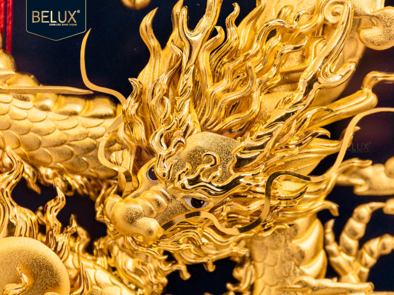 Tranh Thiên Long Bích Vân Dát Vàng 24k 34x27cm